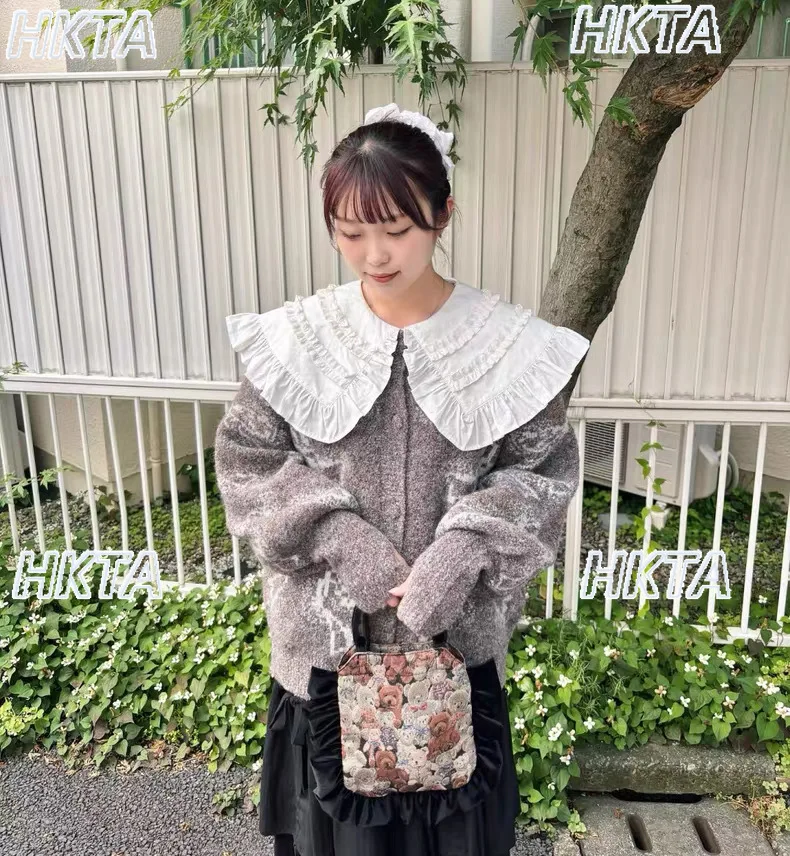 日本の秋のレトロかわいいリボン長袖ニットカーディガンコートトップ女性甘いルーズカジュアル多用途セータージャケット女性