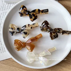 Three-dimensional small bow ~ South Korea France leopard-print duck beak clip, French top clip fringe clip side small hairpin