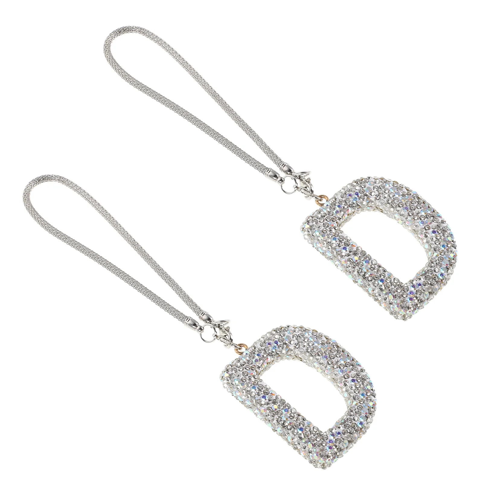 

2Pcs Rhinestone Car Rearview Mirror Hanging Ornaments Elegant Crystal Letter Charms Auto Interior Decoration for Women