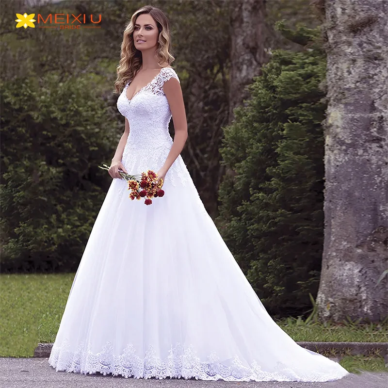 Couture-vestido de novia de doble hombro con apliques para bodas, traje de novia personalizado, delicado tren de encaje, cuello en V, Sexy, diseño Floral