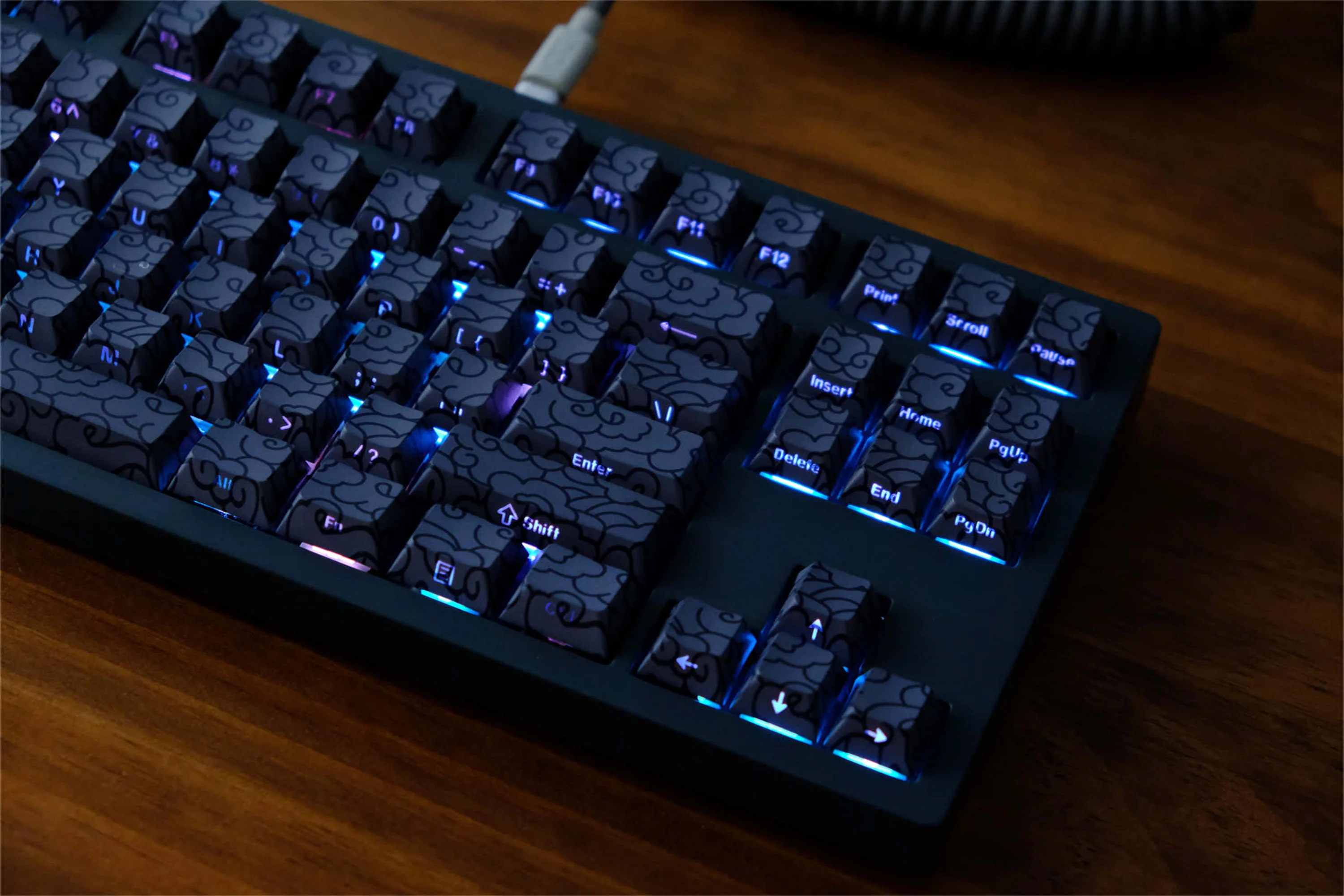 Auspicious Clouds Side Backlight Keycaps 136 Keys PBT Cherry Profile DYE-SUB For MX Switch Wooting Mechanical Keyboard Keycaps