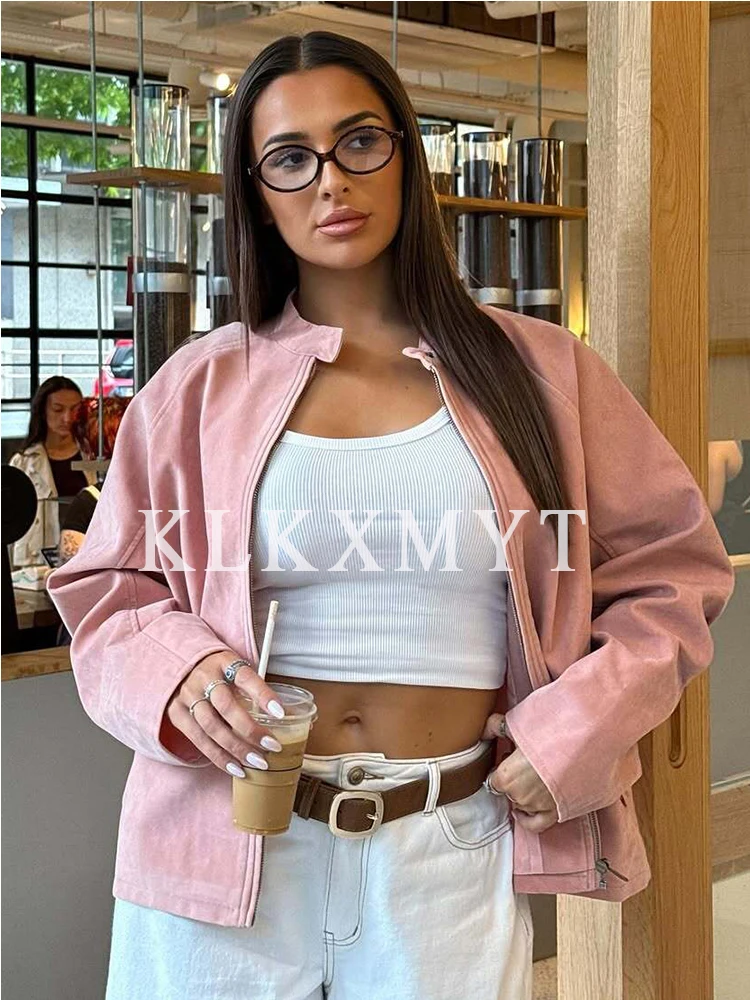 المرأة سترة أنيقة تحمل شعار لعبة البيسبول 2025 خريف شتاء جديد بلون طويل الأكمام سستة التلبيب سترة قصيرة المرأة هايت الشارع الترفيه معطف #4