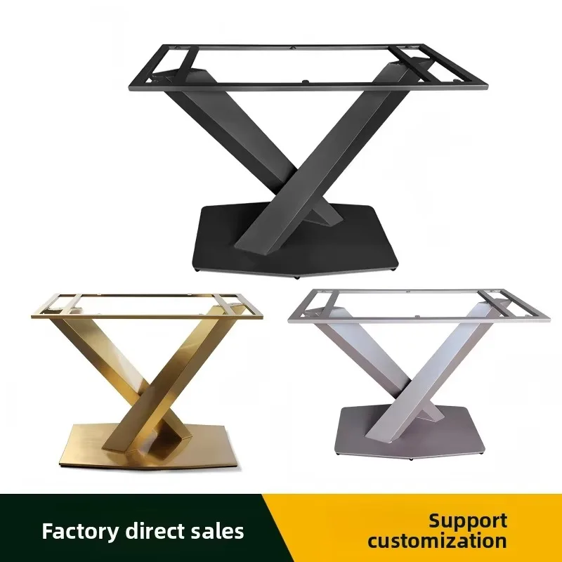 Luxury Home Dining Table Legs Office Rectangular Stone Slab Marble Table Legs Stainless Steel Plate Supports Table Base