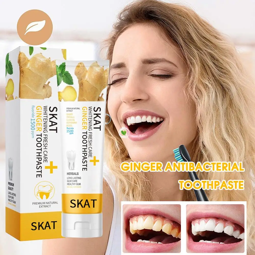 50g Ginger Essence Whitening Toothpaste Brightening Whiten Toothpaste Breath Stain Removing Toothpaste & Teeth Fresh X9L3