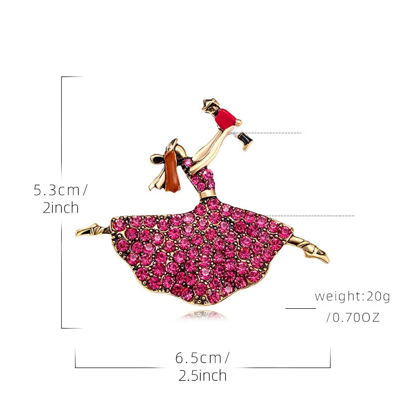 Fashion Exquistie Full Crystal Ballet Dancer Brooches Pin For Women Vintage Lady Classic Design Badges Accessories Jewelry