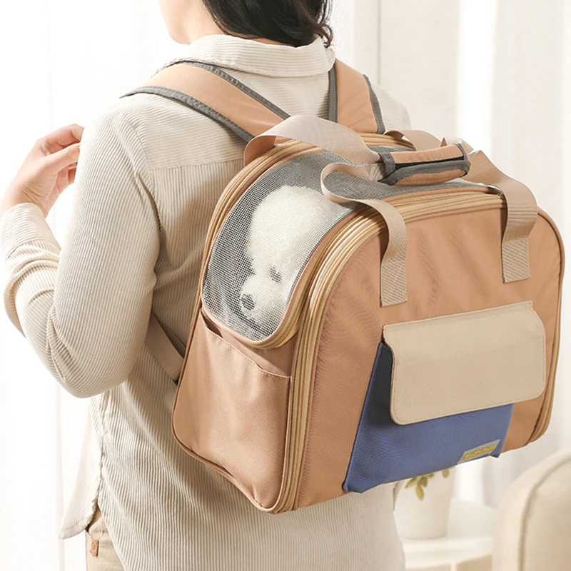 Pet outing bag handheld expandable portable dog backpack teddy bichon small body dog shoulder bag cat bag outing