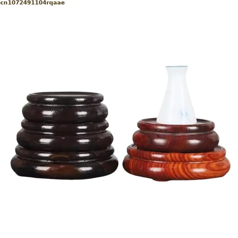 Round Mini Wooden Desktop Display Pedestal Riser Stand For Succulent Pot Vase Figurine Mini Tea Cup Home Decor Sorting Base