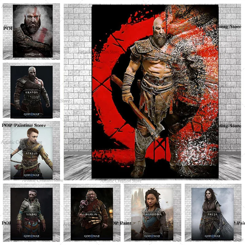 Nordic God of War Ragnarok Game Posters Game Canvas Painting HD Prints Pictures for Gamer Room Bedroom Wall Art Home Decor Gift