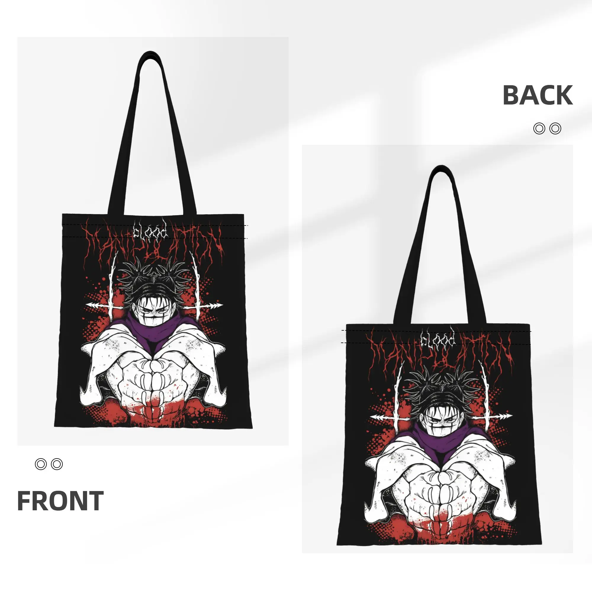 1PC Large Capacity Choso Cursed Blood Manipulation Anime Jujutsu Kaisen Canvas Tote Bag Foldable Chic Pattern No Closed Design