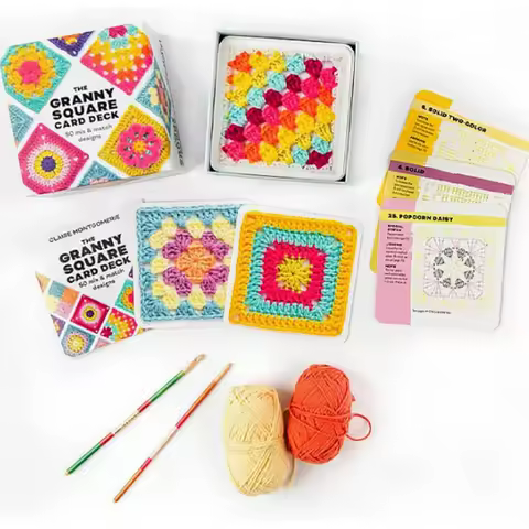 DIY Knitted Pattern Cards Set Mix Matchs Designs The Granny Square Card Deck Knitting Kit for Adults