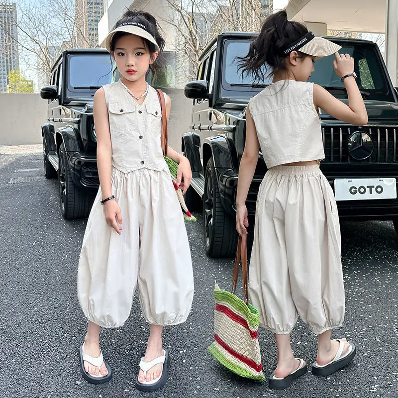Girls Clothes 12 To 14 Years Old Junior Top and Bottom Set Outfit Sets Kids Girl Korean Children's 2025 Girls' Outfits Summer 4