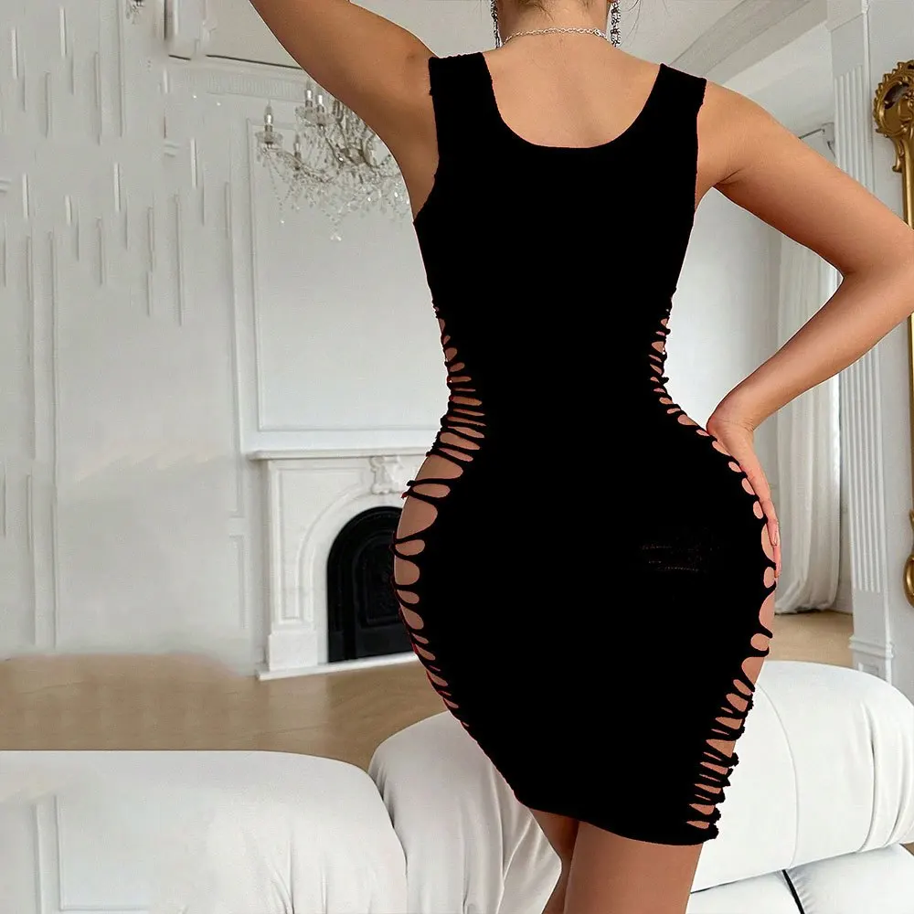 Sexi النساء شبكة صيد السمك فستان سهرة الساخن Bodycon كلوبوير فيستدو مثير Catsuit المثيرة الملابس الداخلية الملابس الداخلية شفافة فساتين متوسطة الطول
