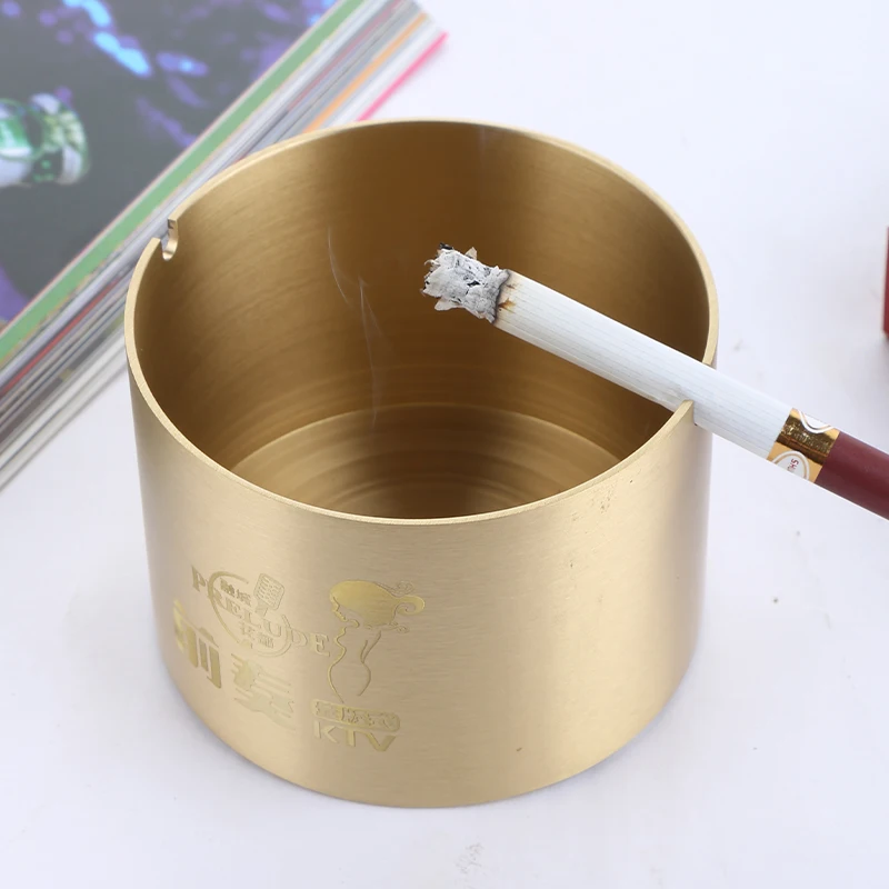 

Customized new ashtray brass creative large personality home hotel restaurant internet café anti-drop and windproof custom logo