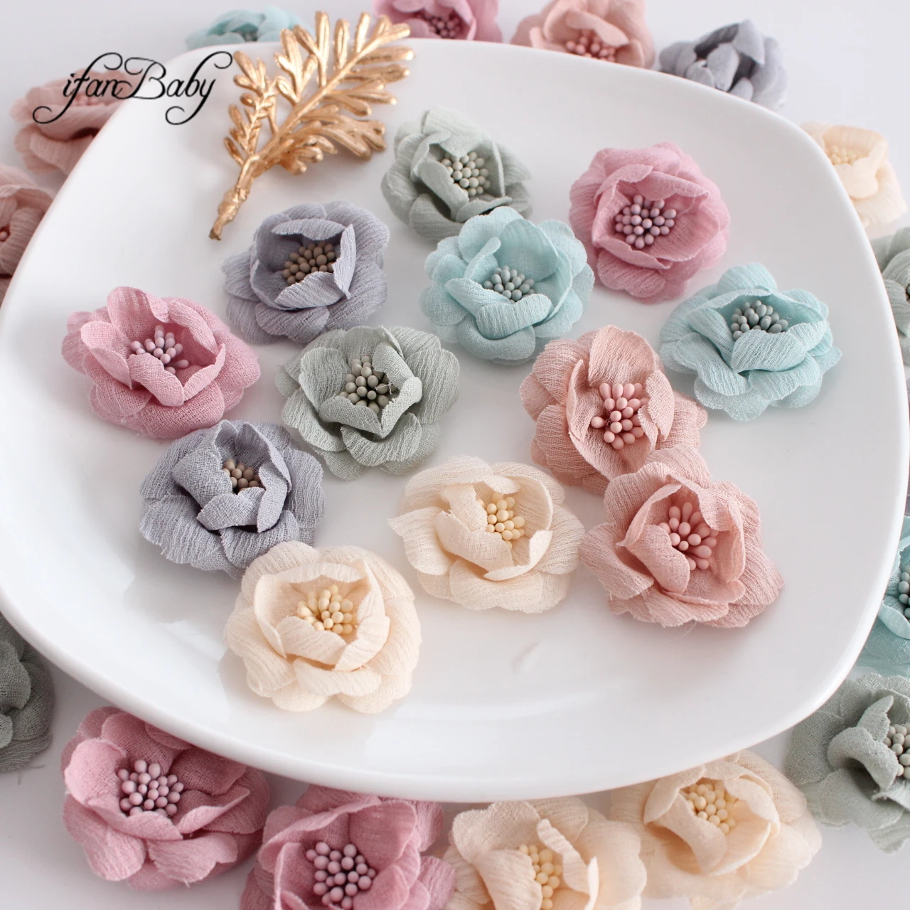 Mess Cute Flowers For Hair Accessories 4CM Fabric Floral