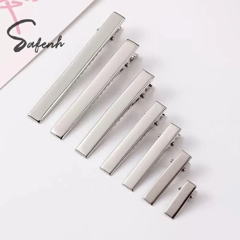 100pcs Single Prong Flat Alligator Hair Clip With Teeth Rhodium Color Blanks Barrettes Hair Clips For DIY Jewelry Accessories