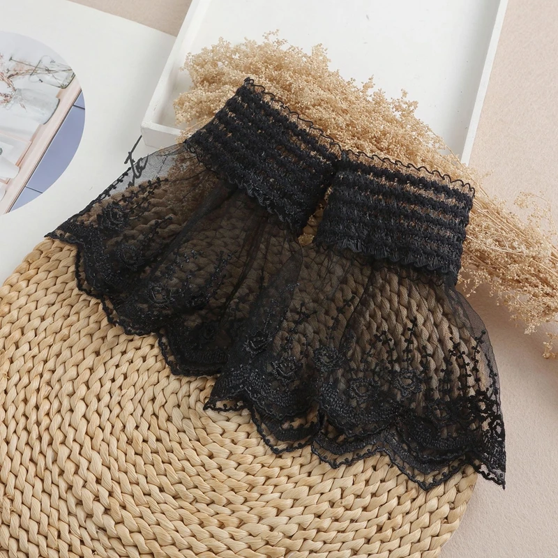 

Female Detachable Lace Thin Flare Sleeves sweater Decorative False Cuffs Ruffles Wristband Trendy Clothing Accessories