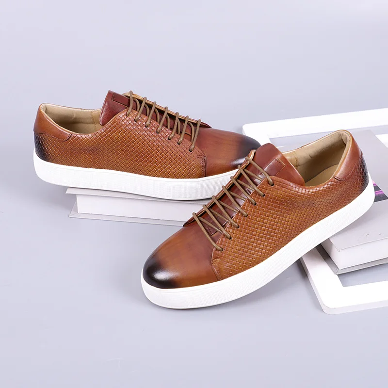 

CLAIAMI Fashion Handmade Cow Leather Men Sneakers Lace-up Rubber Casual Men Shoes Luxury Design Shoes for Men Zapatos De Hombre