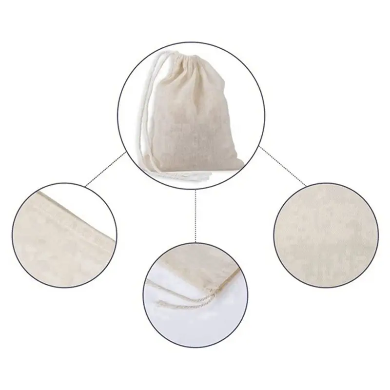 A27F-200 Pieces Drawstring Cotton Bags Muslin Bags,Tea Brew Bags (4 X 3 Inches)