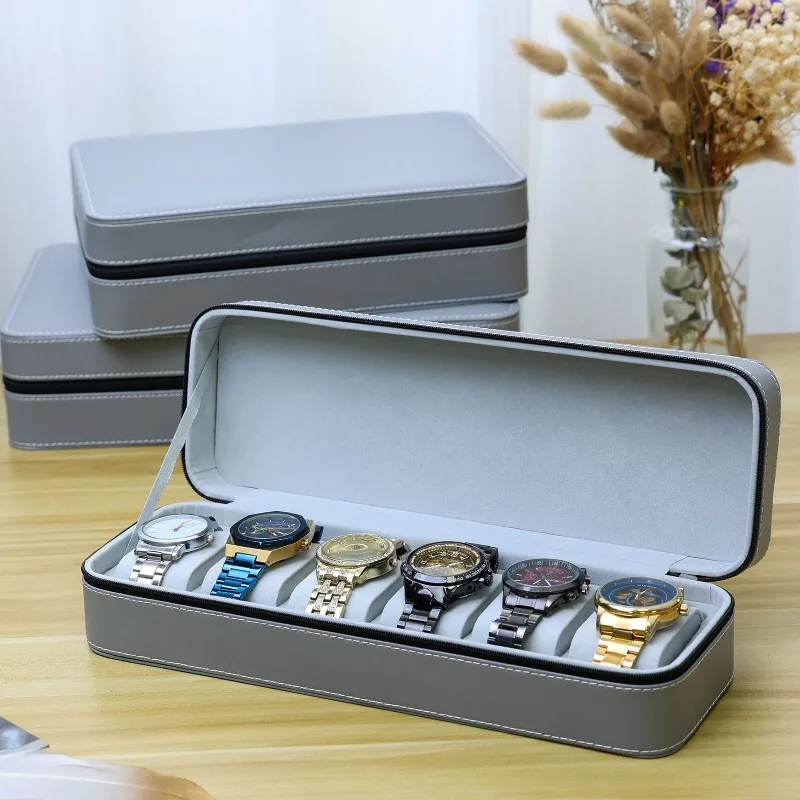 Leather Watch Storage Box Men Luxury Watches Organizer Case Large Waterproof Wristwatch Boxes Travel Saves Watches Cases Gift
