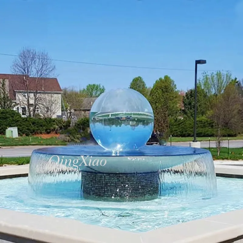 Stainless Steel Sphere Fountain Large Garden Water Feature Modern Globe Water‑Crown Ornament For Outdoor Landscape