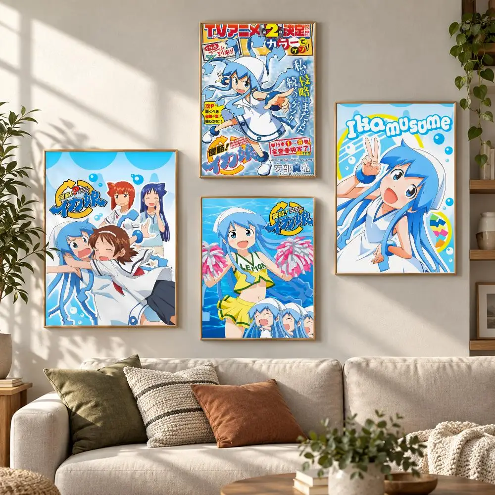 Squid Girl Comedy Anime Cute Ocean Adventure Series Poster Aesthetic Art Print for Bedroom & Living Room Decor, Unframed
