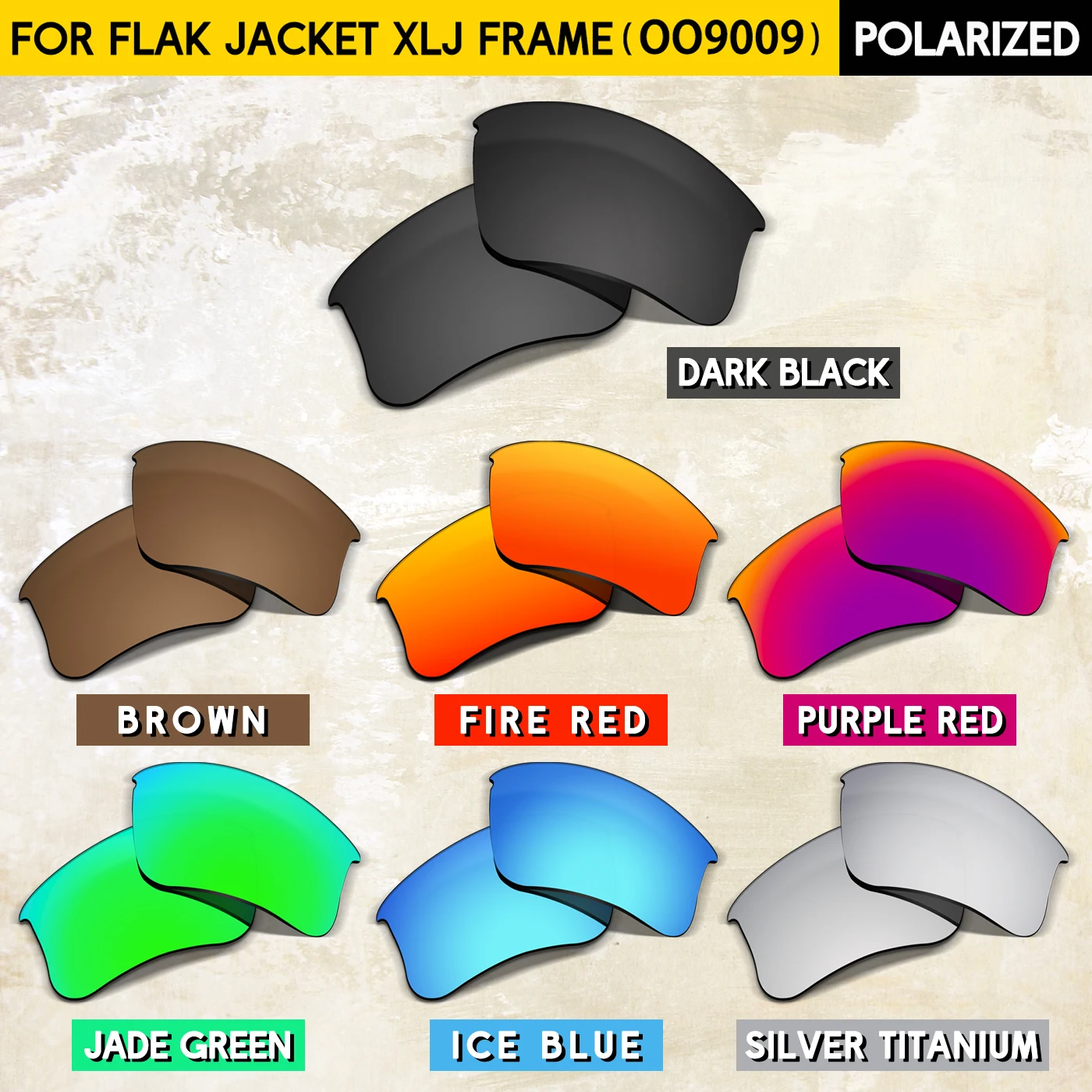 TAC Materials Lenses Replacement for Oakley Flak Jacket XLJ OO9009 Sunglasses UV400 & Impact Resistant Materials