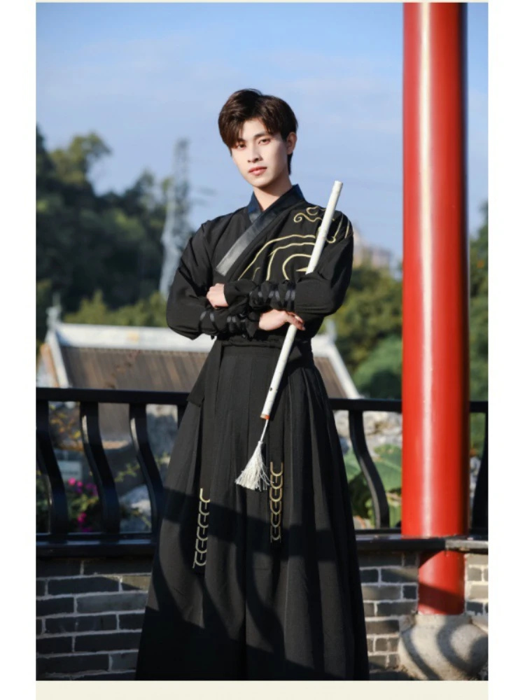 Chinese Ancient Hanfu Men Halloween National Tang Costume Vintage Swordsman Gown Robes Kimono Traditional Hanfu Folk Dress