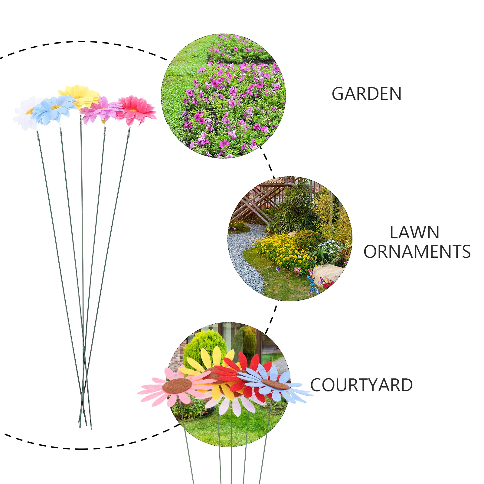 

10 Pcs Garden Decorations Stakes Realistic Patterns Durable Yard Display Photo Prop Outdoor Colored Stakes Small Ornaments