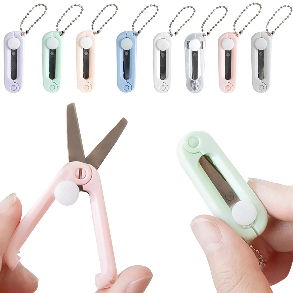 Portable Mini Scissors Creative Retractable Folding Scissors Morandi Color Safe Cute Multifunctional Scissors Paper-Cutting Art