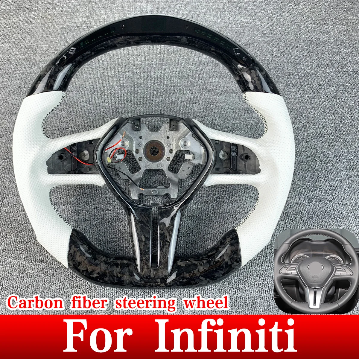 

2017 2018 2019 2020 2021 2022 2023 For Infiniti Q50 Q60 Q70 QX50 QX55 QX60 QX70 LED Display Custom Carbon Fiber Steering Wheel