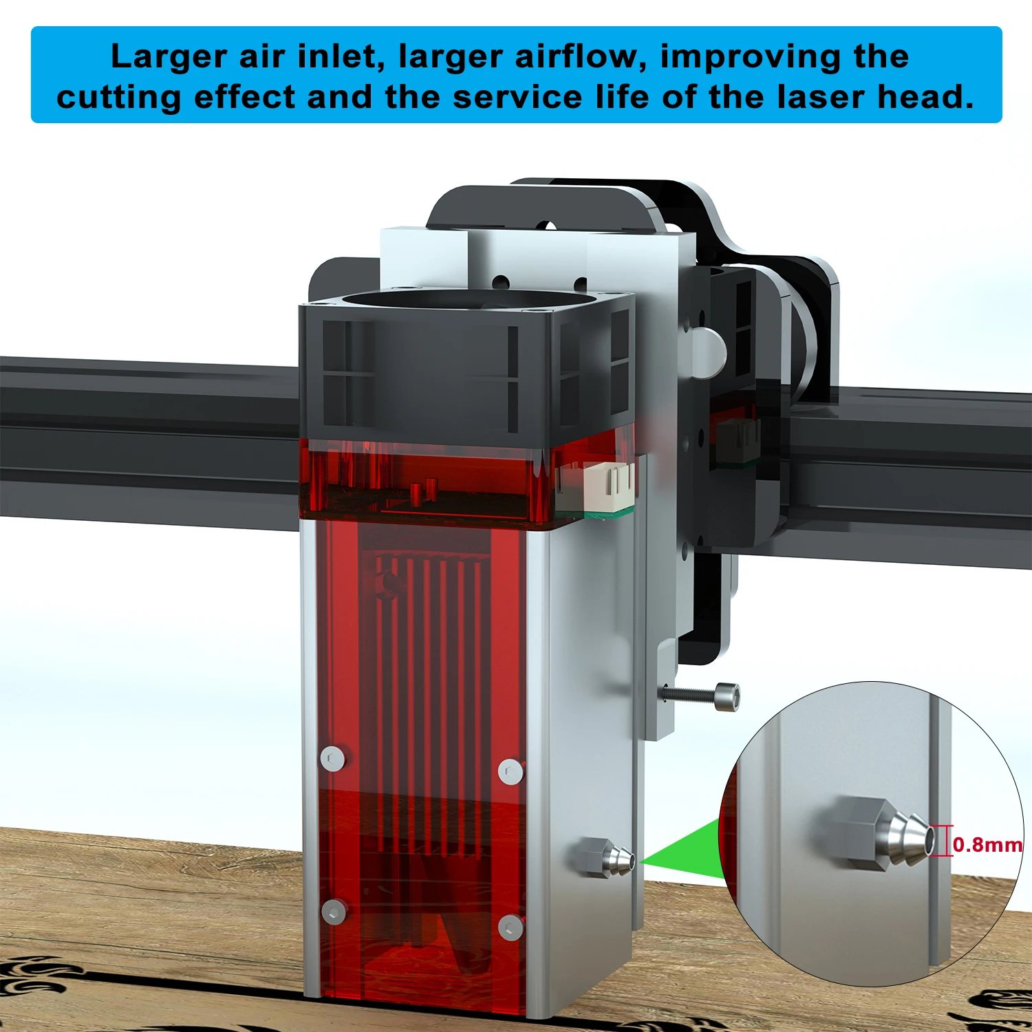 Imagem -02 - Módulo Laser 80w Cabeça Embutida de Assistência a ar para Máquina de Corte Gravura Cnc Gravador e Cortador Ferramentas Metálicas de Madeira de Aço Inoxidável