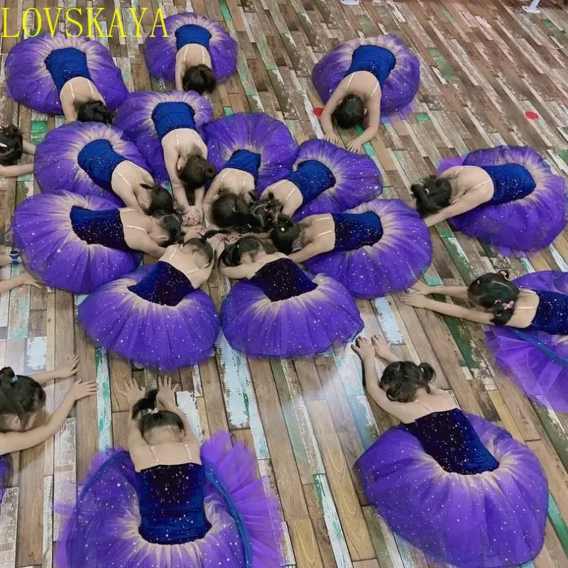 Girl's dress, children's clothing, ballet skirt, adjustable strap, ballet skirt, group performance performance costume