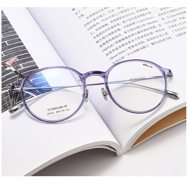 LIGHTWEIGHT ULTEM Women's Eyewear Temple Titanium Round Optical Myopia Oculos Anti-Reflection Prescription Cute Clear Frame