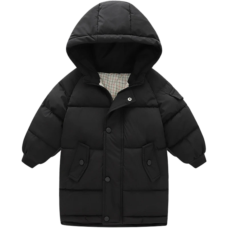 2022 new children\'s letter printed down jacket boys\' and girls\' medium and long cotton jacket baby wash free thickened warm jack