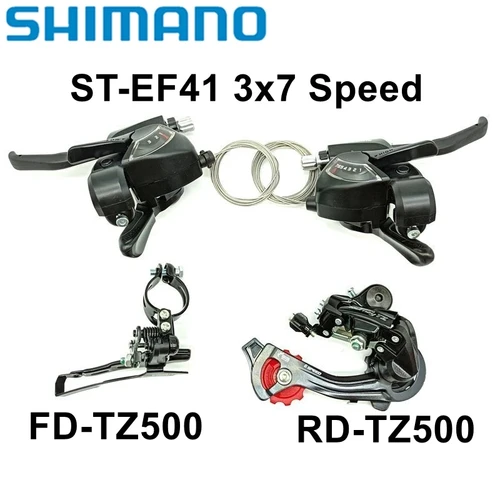 Shimano-palanca de freno y cambio de marchas para bicicleta de ST-EF41, desviador trasero de 3x7 velocidades, RD-TZ500, desviador delantero de FD-TZ500