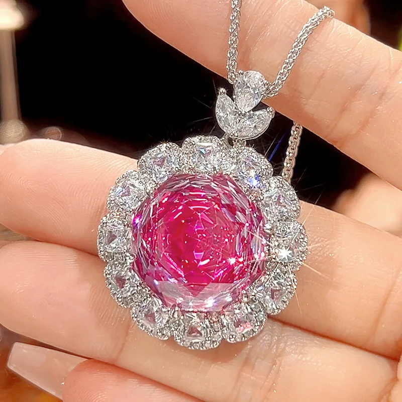 New autumn and winter jewelry set with gold-plated rose red gemstones, main stone size 18-16mm