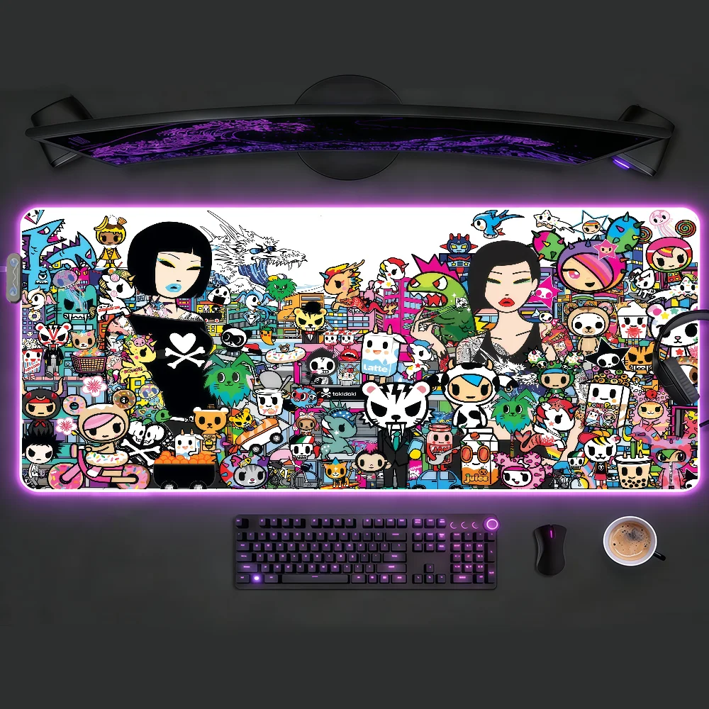 

Brand T-Tokidoki Mouse Pad RGB LED Light Colorful Game Keyboard Non-slip Cover Desk-mat Surface Waterproof