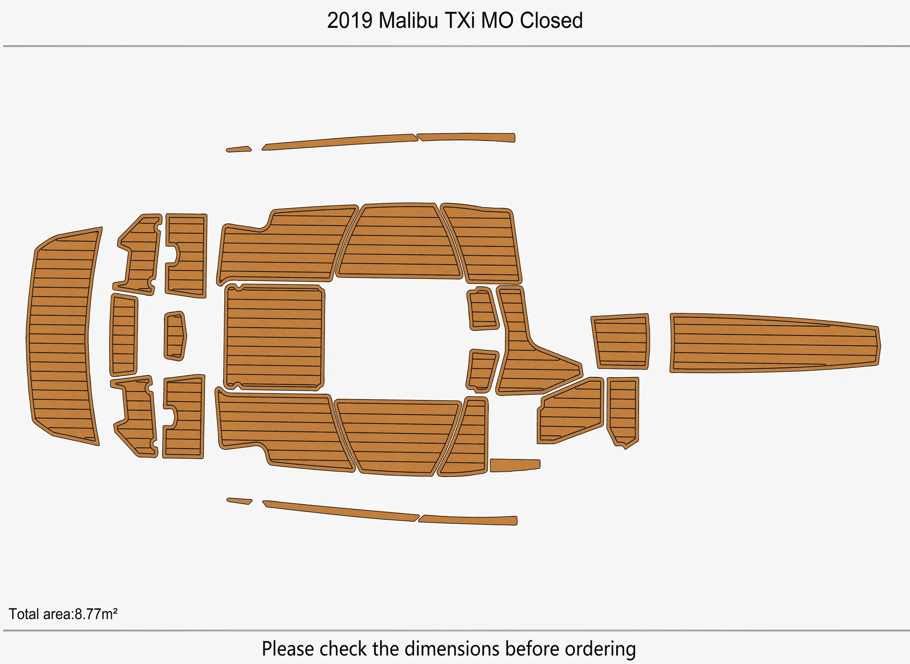 Marine Faux Teak EVA Non-Slip Mat -2019 Malibu TXi MO Closed Self-Adhesive 1/4