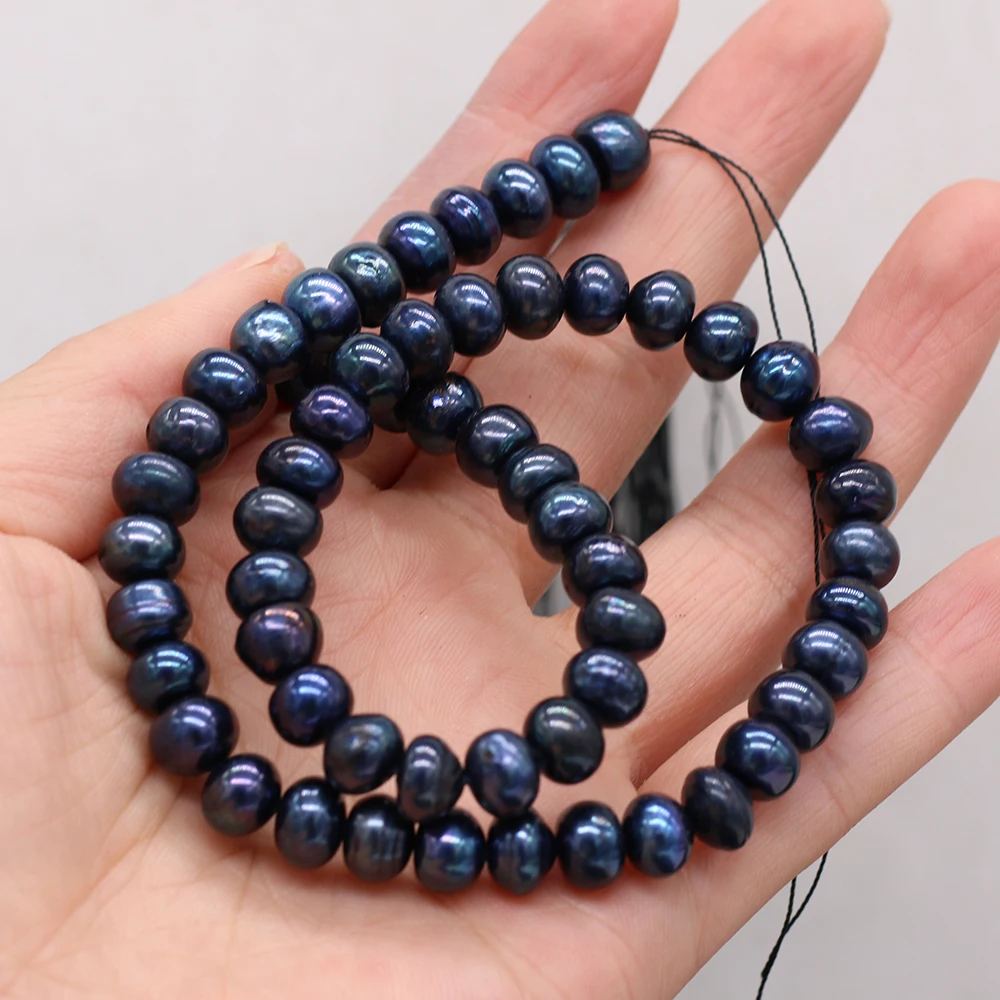 

Natural Freshwater Pearl Black Round Loose Beads For Jewelry Making DIY Charms Bracelet Necklace Accessories 8-9mm 36cm