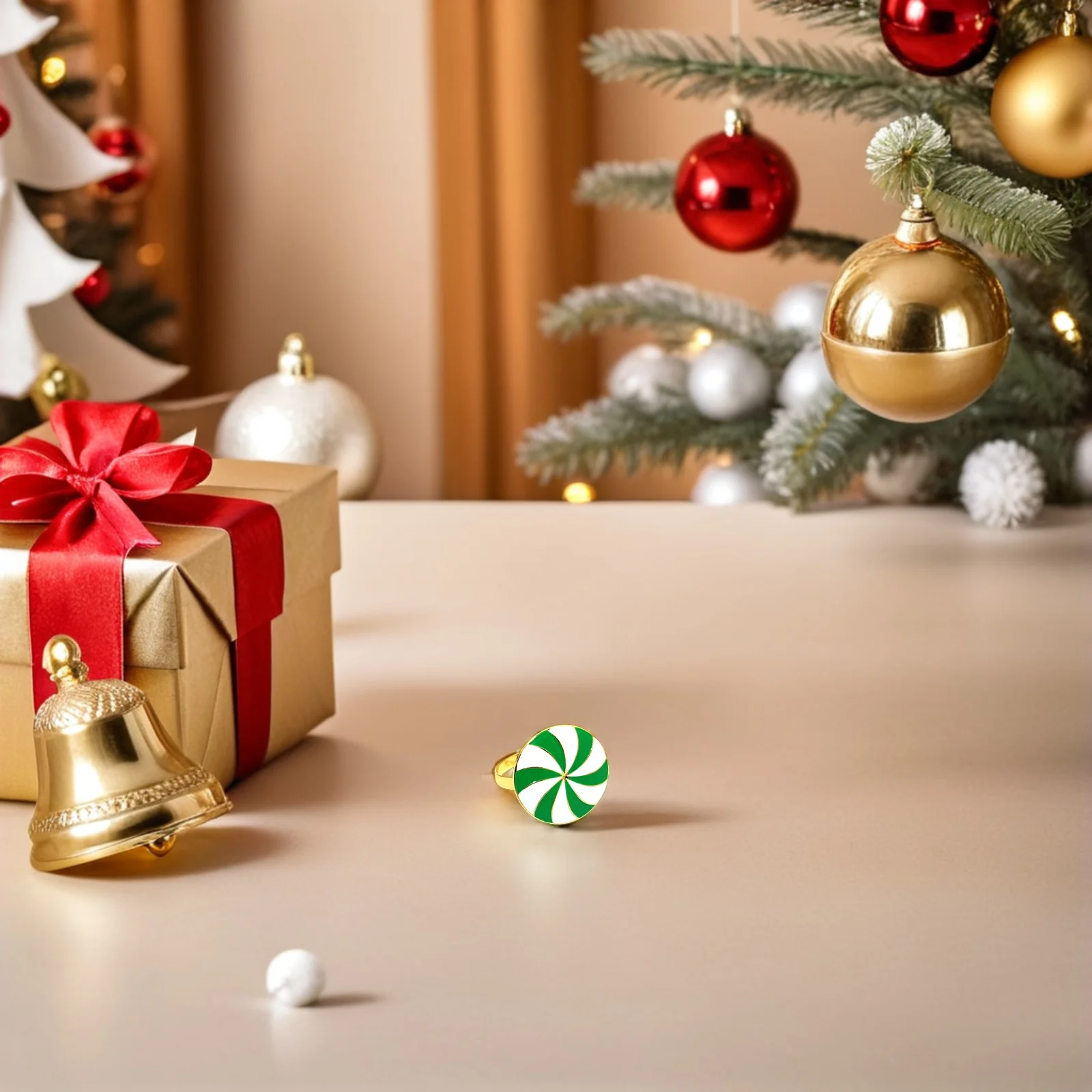 

6Pcs Candy Shaped Metal Napkin Rings Christmas Napkin Holders Holiday Table Decor Reusable Serviette Buckles Festive Dining