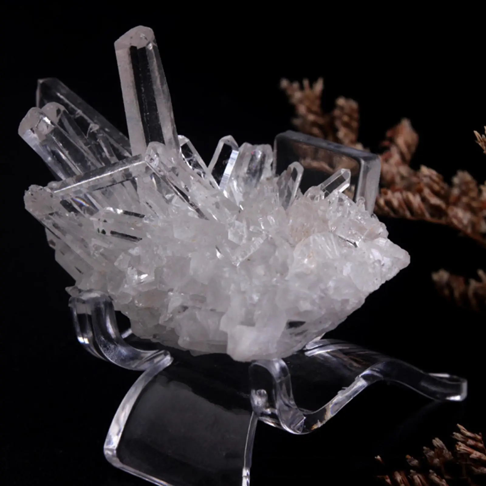 Acrylic Mineral Display Stand Clear Crystal Holder for Rock Fossil Agate Gemstone Office Shelf
