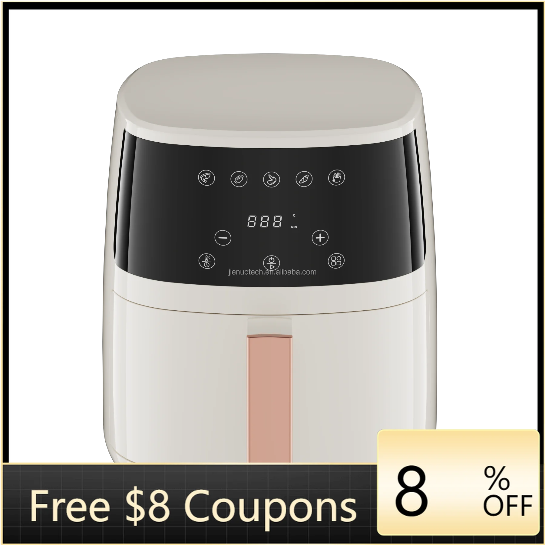 

Modern Design 5L Electric Air Fryer Multifunctional Automatic Digital Timing Intelligent Manual Square Plastic