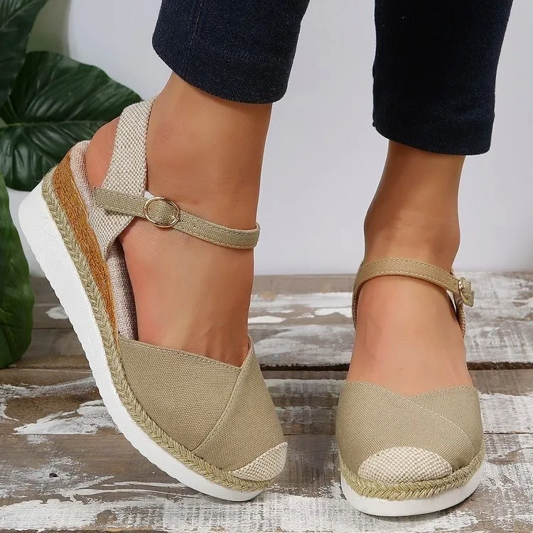 Women Closed Toe Wedge Sandals Women 2023 Summer Buckle Strap Gladiator Shoes Woman Fashion Espadrilles Platform Sandalias Mujer