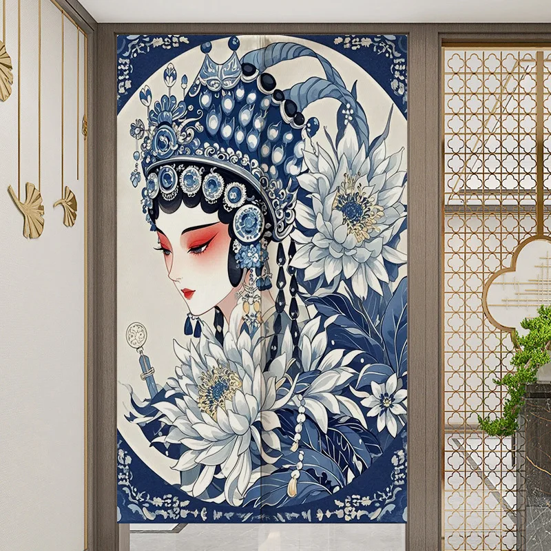 National-style Opera changing room Curtain Privacy Partition Doorway Curtains Kitchen Entrance Noren Linen Hanging Half-curtain
