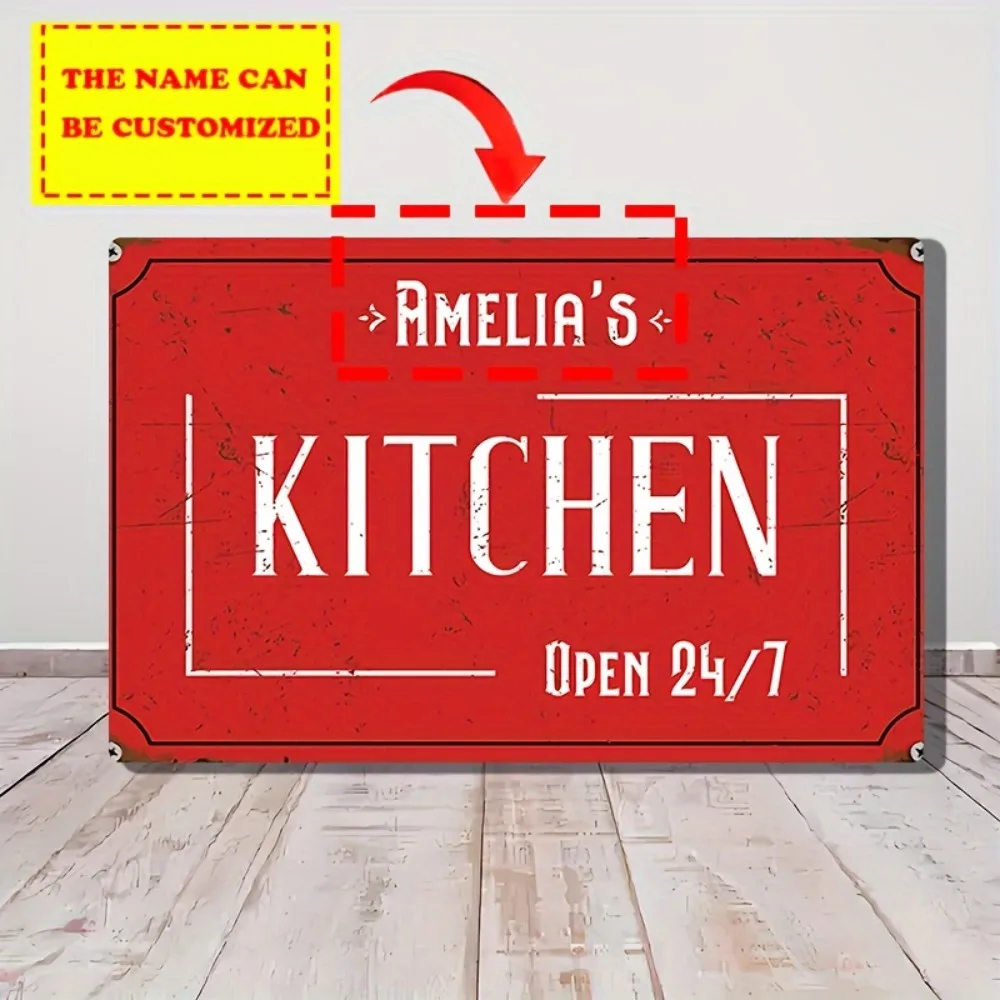 Personalized Custom Kitchen Wall Sign, 8x12 Inch Vintage Funny Aluminum Decor, Decorative Use Only For Home Bar