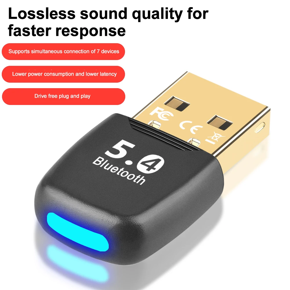 

Bluetooth Adapter USB Bluetooth 5.4 Dongle Adaptador for PC Wireless Mouse Keyborad Laptop Music Audio Receiver USB Transmitter