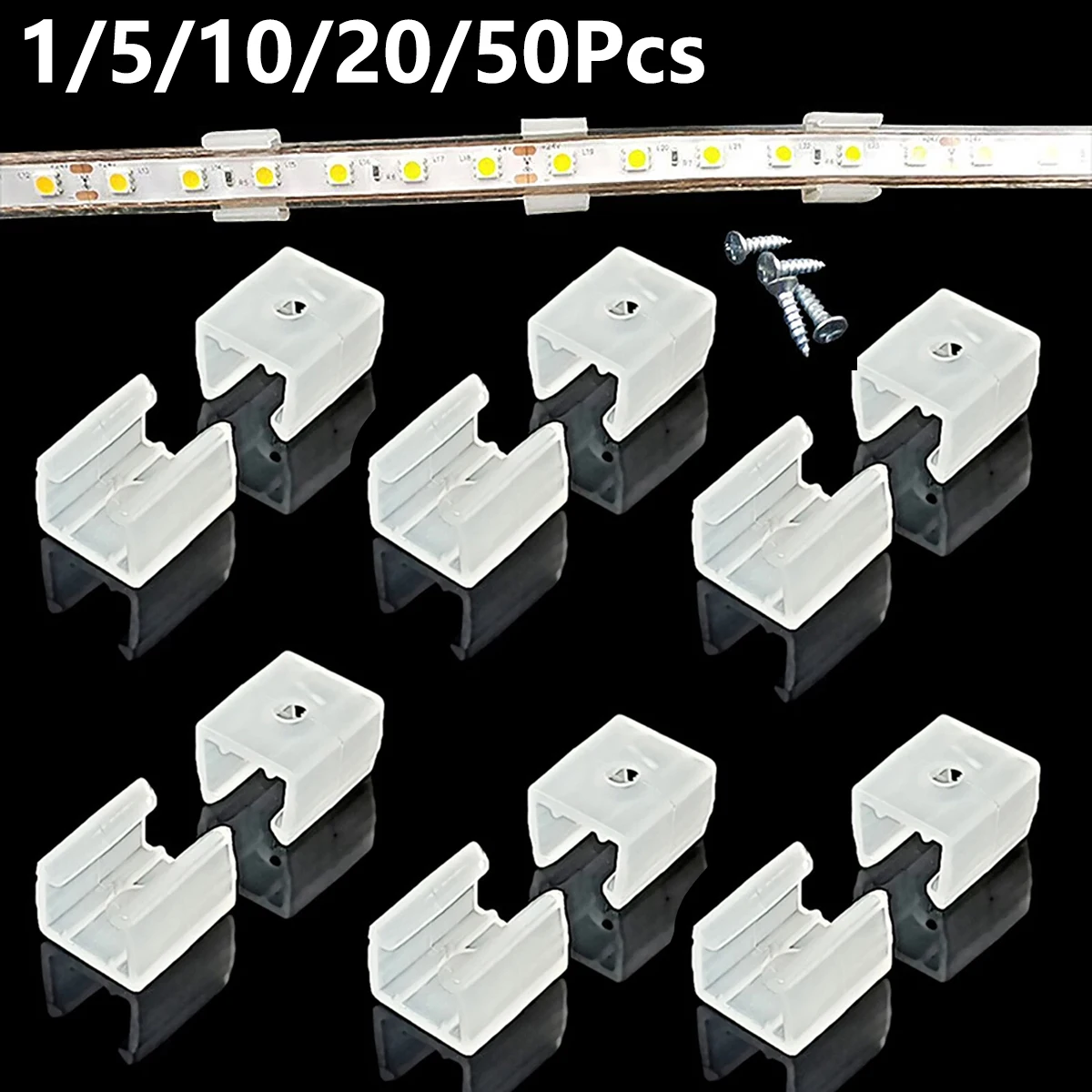 

1/5/10/20/50Pcs LED Strip Fix Clips Connector Holder Accessories with Screws For Fixing Neon Light COB Plastic Mini Buckle Clamp