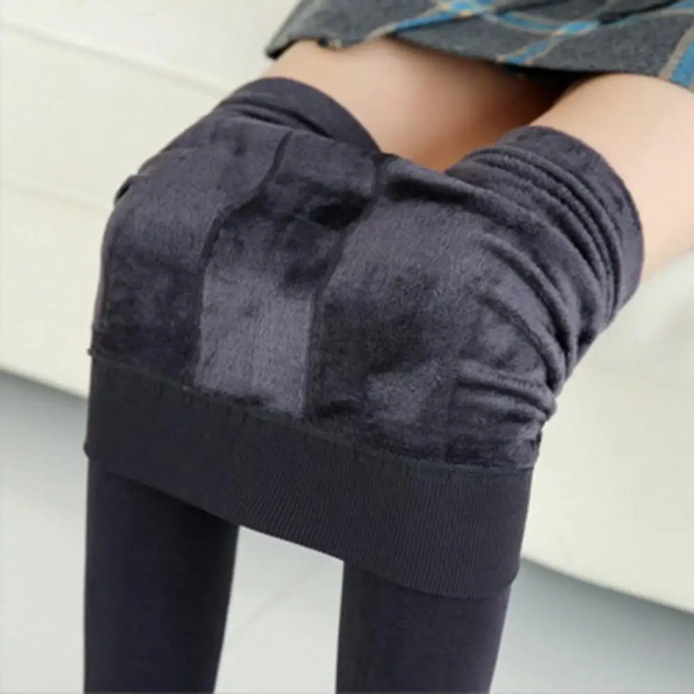 High Waist Thickened Women Leggings Autumn Winter Women Solid Color Velvet Lining Warm Stirrup Leggings for Cold Weather