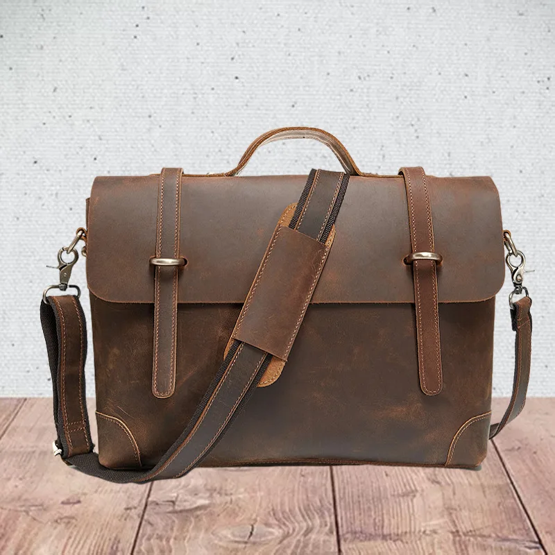 

Vintage Menger Leather Briease Commuter Single oulder Handbag Top Layer Cowhide Genuine Leather Men Crossbody Bag