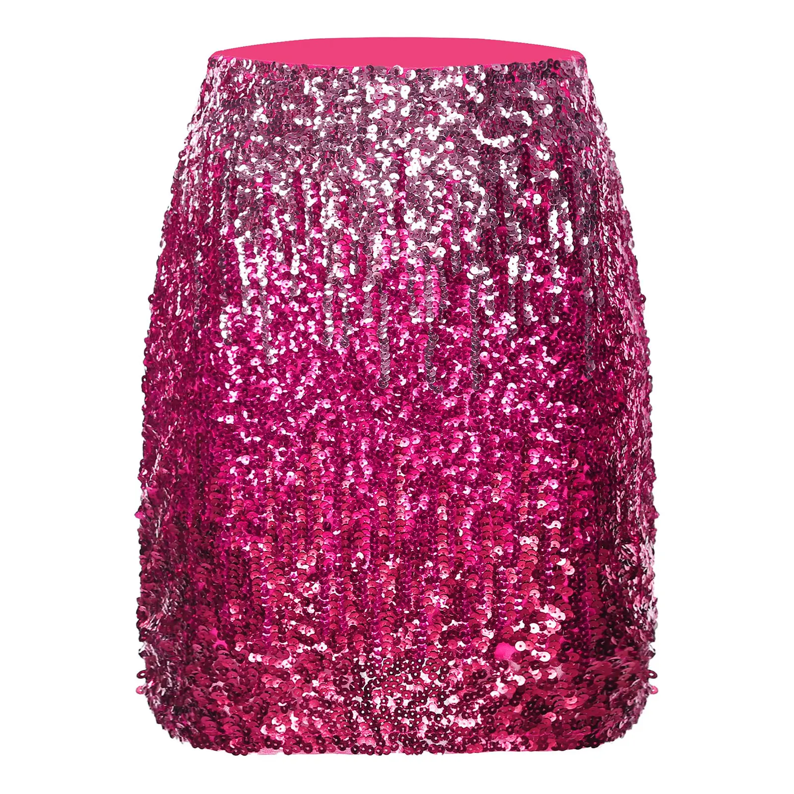 

Womens Gradient Sequins Mini Skirt High Waist Elastic Waistband Sparkly Bodycon Skirts Rave Party Nightclub Costumes